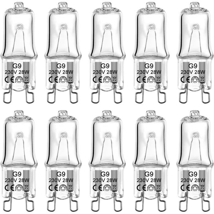 Lot De 12 Ampoules Halogènes G9 28W 230V - Dimmable, Blanc Chaud 2700K, 320 Lumens, Neuf