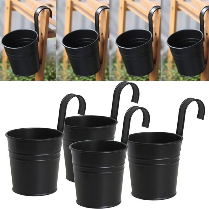 NULYLU Lot De 4 Pots De Fleurs à Suspendre En Plastique Avec Crochets Pour Décoration De Jardin, Balcon, Mur, Style Briques Rouges
