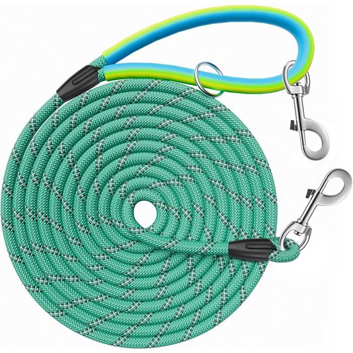 Meilleurs prix pour Longe pour Chien 5M 10M 15M 20M 30M Laisse Dressage avac Crochets Pivotants aux Deux Extrémités Longue 30M * 8MM Aqua LAISSE
