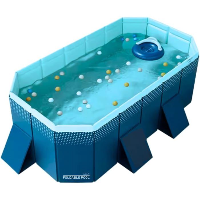 Hikiddy – Piscine Pliable Avec Auvent – 160 Cm – Dauphins Et Algues – Pop-up – Protection Solaire – Dès 6 Mois