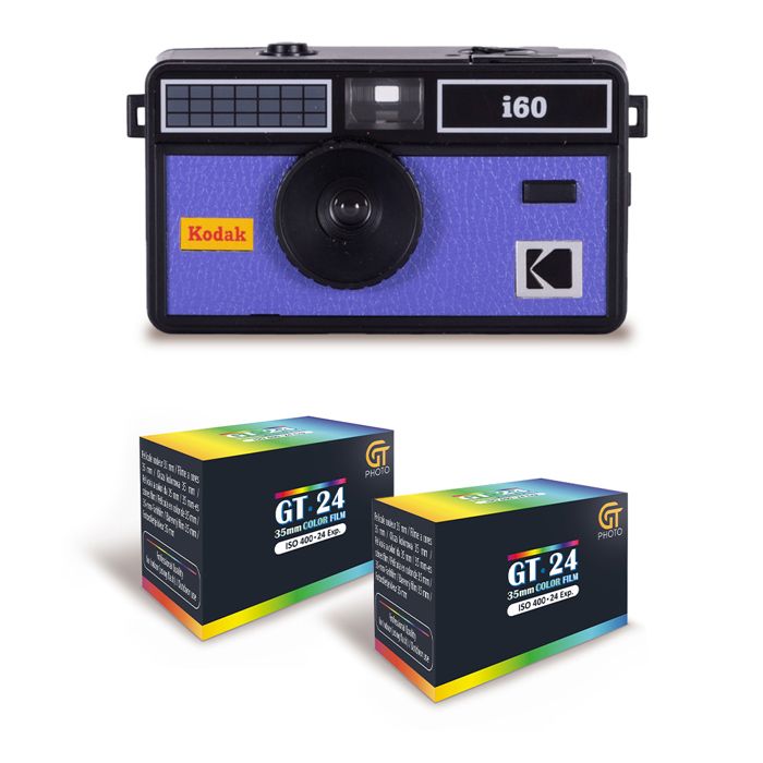 KODAK i60 Appareil Photo Réutilisable 35mm Style Rétro Sans Mise au Point Flash Intégré Pop up et + 2 Pellicules Couleur 24 Expositions Neuf - vue 1