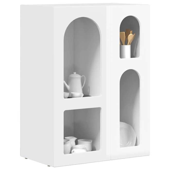Buffet blanc brillant - vidaXL - 59x35x805 cm - Bois dingénierie - Étagères spacieuses - Assemblage requis