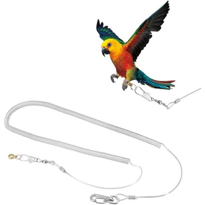 Meilleurs prix pour Harnais pour perroquet - MICH - 6 mètres - Réglable - Anti-morsure - Diamètre anneau 4.5 mm - Élastique