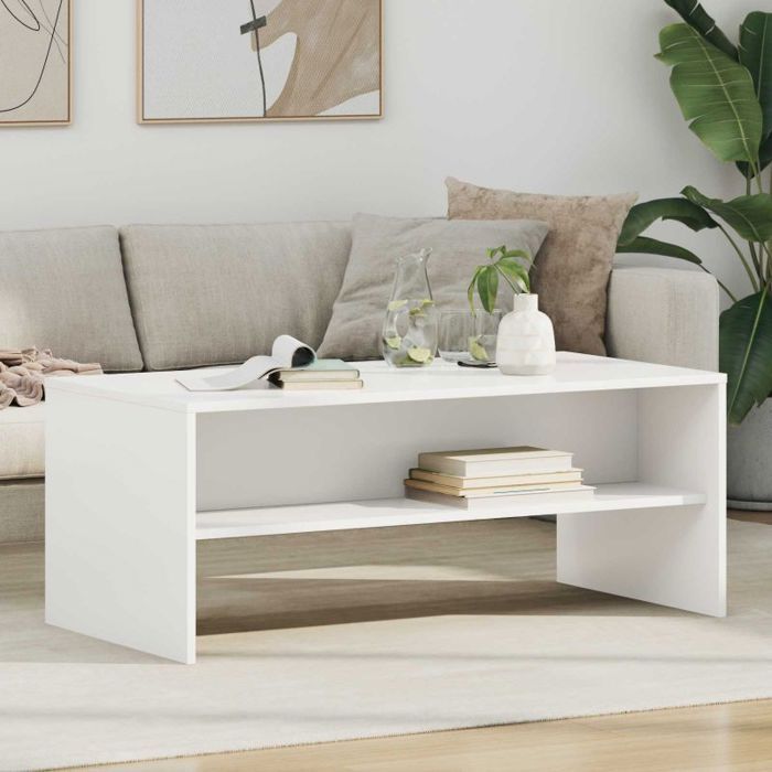 VIDAXL Table basse rectangulaire blanche 100 x 50 x 40 cm en bois dingénierie