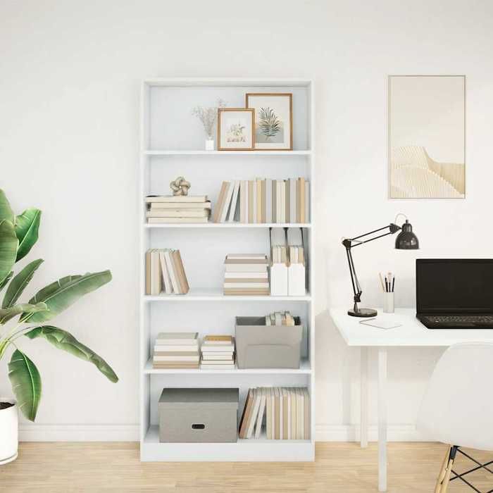 Sarazyj®Meuble de rangement - Blanc Bibliothèque - CLARENCE - Pour salon - blanc 80 x 24 x 176cm bois dingénierie - 1507967