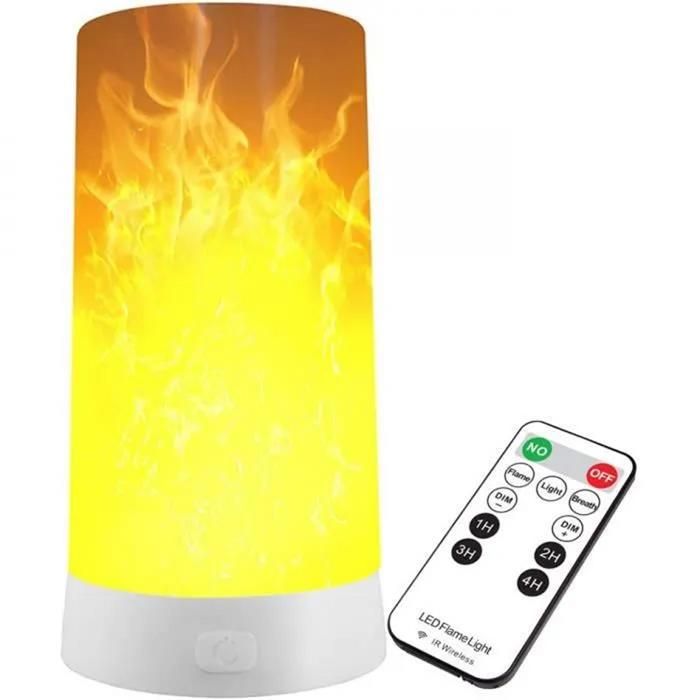 Lampe LED Flamme Intérieur Extérieur - Effet Flamme Naturelle - Rechargeable - Télécommande