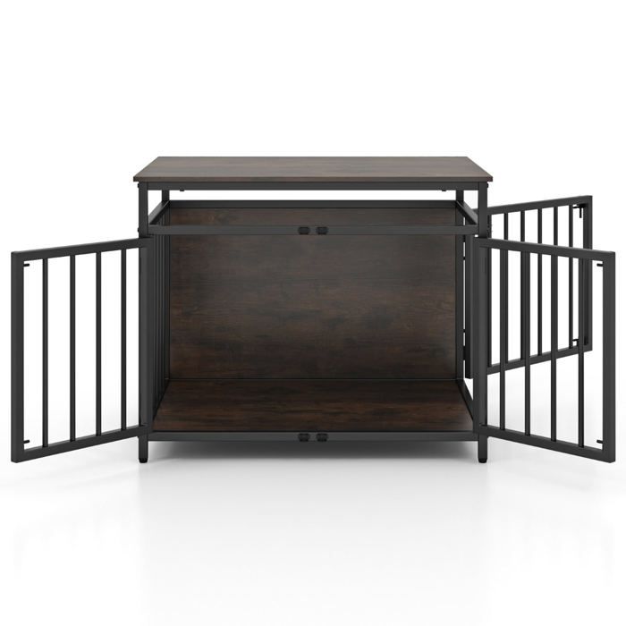 Cage pour chiens - HELLOSHOP26 - 80x60x64 cm - 3 portes - Métal & bois - Design rustique Cage pour chiens - HELLOSHOP26 - 80x60x64 cm - 3 portes - Métal & bois - Design rustique