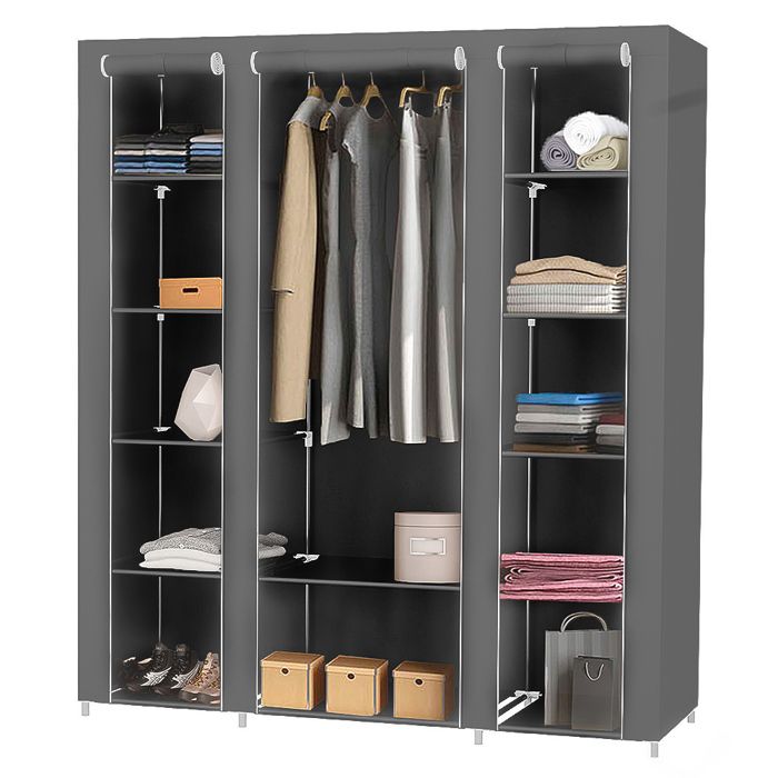KEDIA Garde-Robe Organisateur de Stockage de Vêtements Armoire Toile avec Rail Accrochants Capacité de Charge élevée