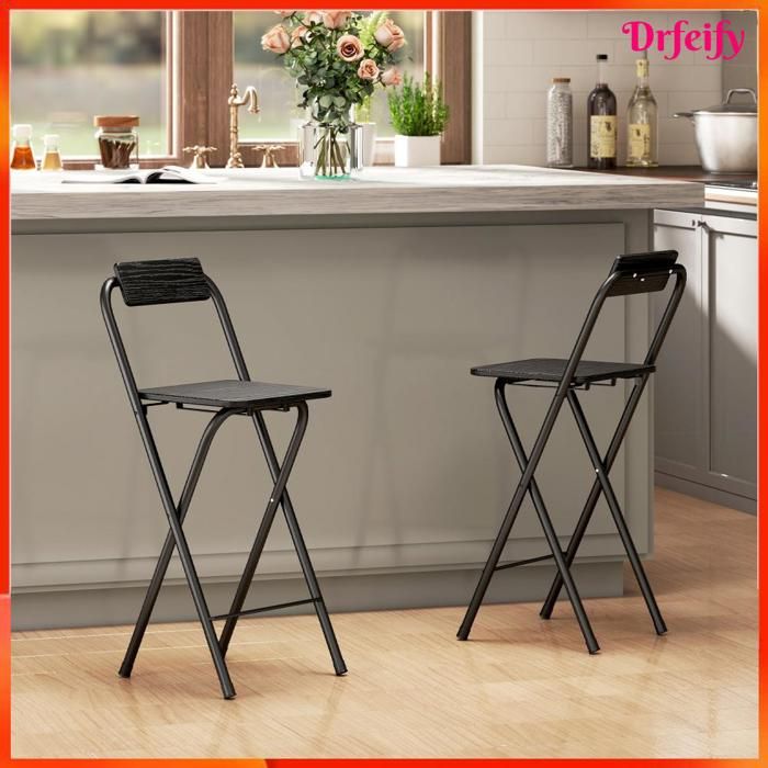 Tabouret de bar - AKOZON - 11880 - Pliable - Avec dossier - Repose-pieds