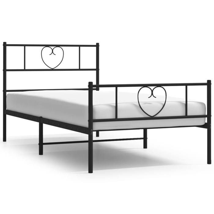 Cadre de lit métal pour Adulte（1 PC)- 1 personne - Pour chambre - sans matelas avec pied de lit noir 90x190cm Sh9941630