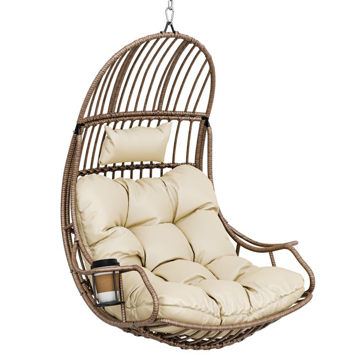 BALCONERA Fauteuil suspendu suspendu en forme dœuf charge maximale 150 kg avec coussin et porte-gobelet