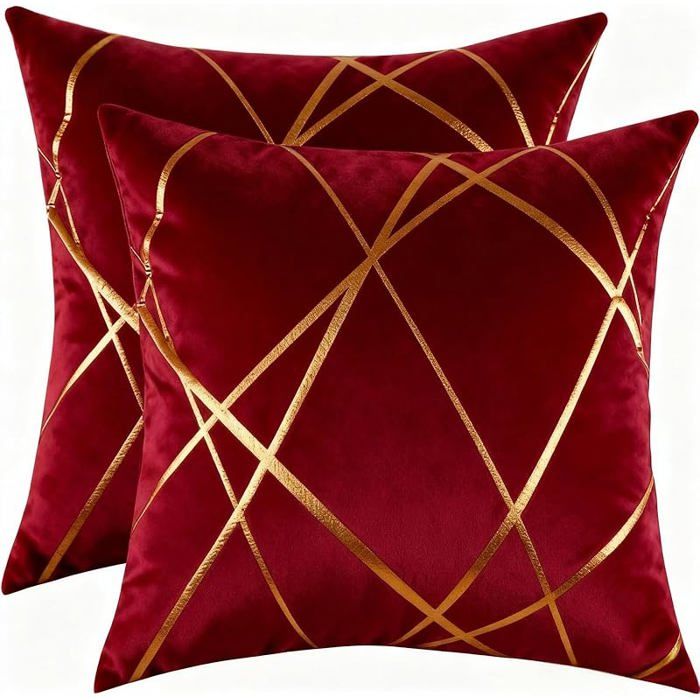 Housses de Coussins Velours Coussin Decoratif Canape 40x40 cm Rouge Moderne Taie d& 39 oreiller 40 x 40 cm (Lot d HOUSSE DE COUSSIN