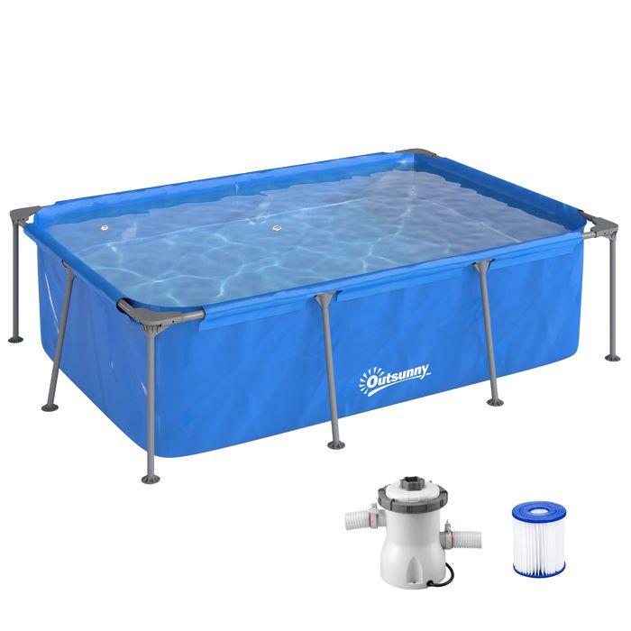 Piscine tubulaire rectangulaire - piscine hors sol avec pompe -