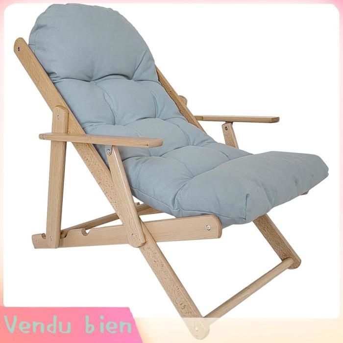 LIA Fauteuil Chaise de Salon Pliable et inclinable en Bois Fauteuil Relax Confortable avec Coussin capitonné épais