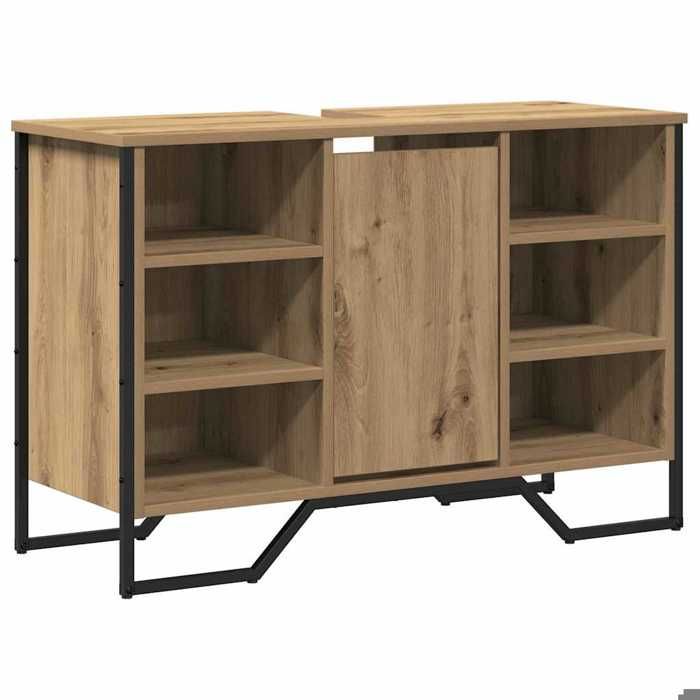 Meuble de Lavabo de Salle de Bain avec étagère - vidaXL - bois dingénierie - chêne artisanal - 1 porte - 91 x 35 x 60 cm 522ovc69b