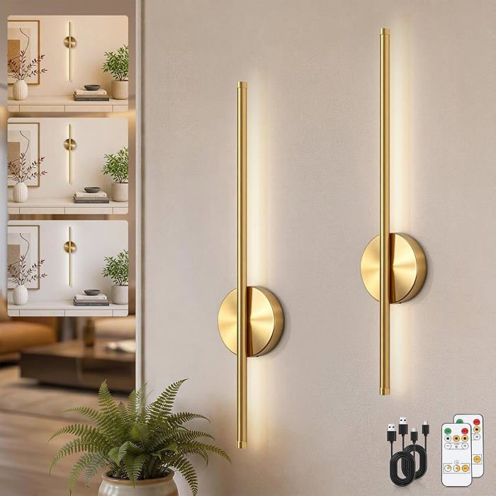 4400mAh Dimmable Lampe Murale Sans Fil Applique Murale Rechargeable de Luxe en Or Moderne Luminaire Applique Murale Dorée*2
