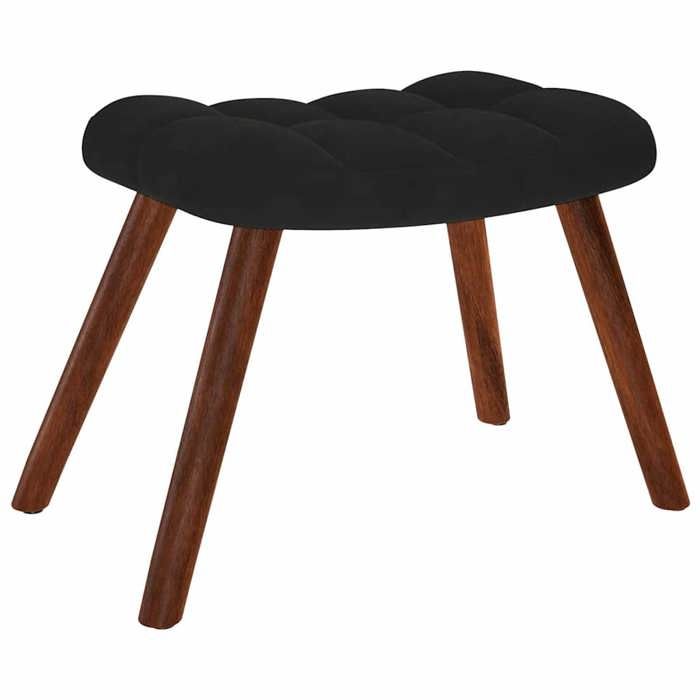 Chaise de relaxation avec tabouret Noir Velours_2 ans garantie_79876