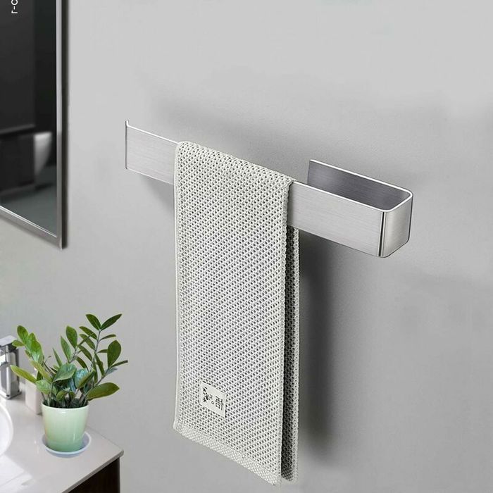 Porte-serviette adhésif inox 25 cm – sans perçage pour salle de bain & cuisine