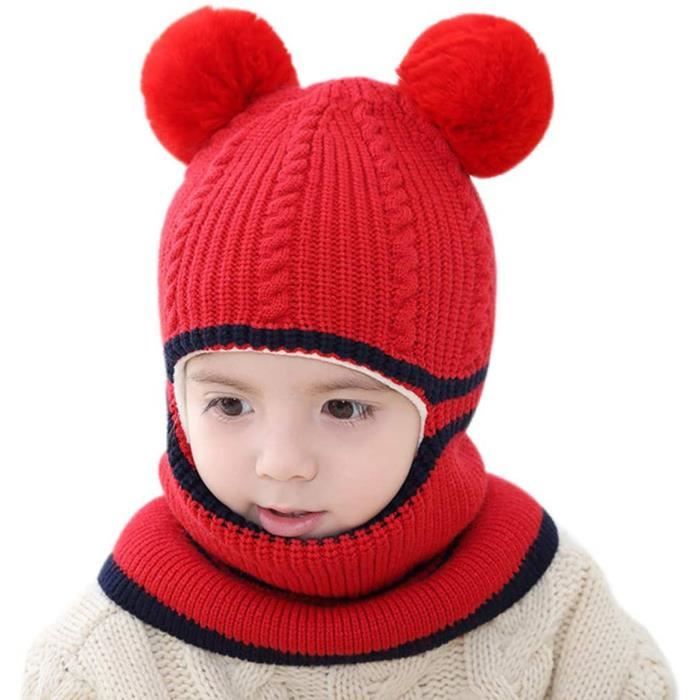 Chapeau Bonnet Enfant Hiver Bebe Fille Garcon Ensemble Bonnet Echarpe Chaudes Bonnet Tricote 2 3 4 5 ans Rouge ROUGE Cdiscount Pret a Porter