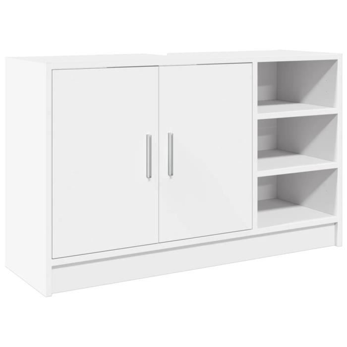 Armoire dévier - ASHATA - BK848122 - Bois dingénierie - 90x29x55 cm - Blanc