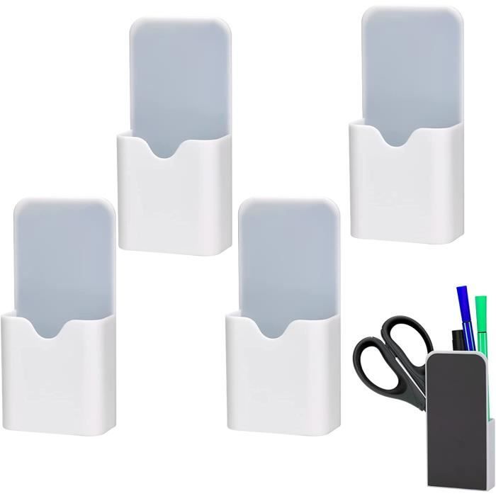 Porte Marqueur Magnétiques Tableau Blanc et Casier Support de Crayons Magnétique pour Réfrigérateur 4 Pièces Boîte de Rangement Magnétique 