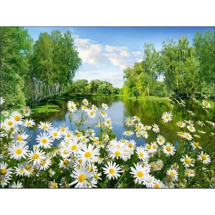 Kit Peinture Diamant Huacan 5D Paysage Forêt 30x40 Cm - Diamants Ronds, Toile HD - Loisir Créatif Adulte/enfant - Déco Murale
