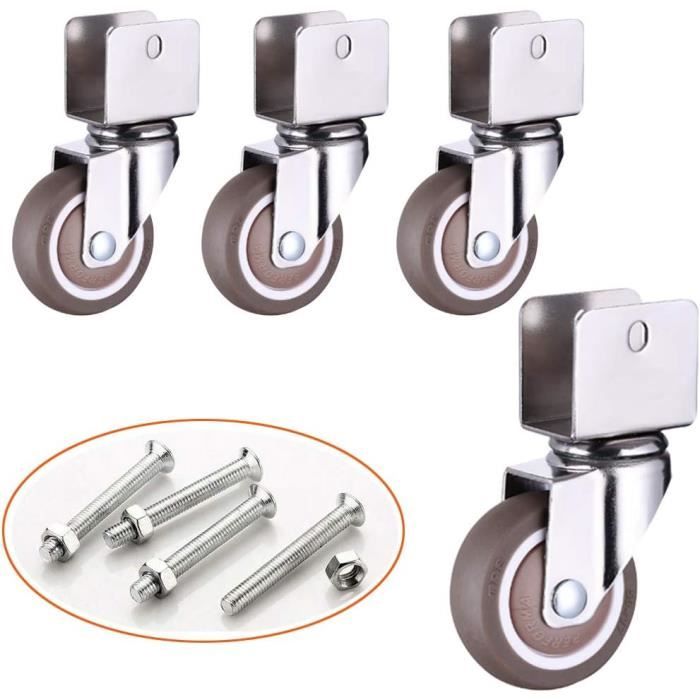 Lot De 4 Roulettes Pour Meubles Avec Support En Forme De U,Roue Pivotante En Caoutchouc De 47 Mm
