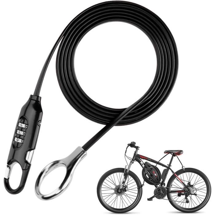 Hahepo Antivol Vélo En Spirale Portable Combinaison 3 Chiffres - Câble Résistant Noir