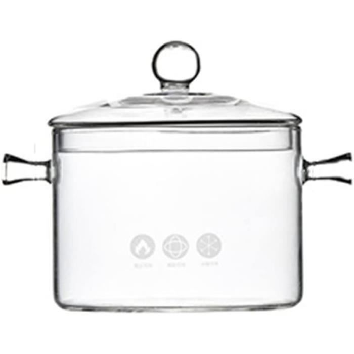 YARNOW Casserole Avec Couvercle 1. 9 L De Cuisinière Résistante De Marmite Transparente Multifonction Pour Pâtes Nouilles Soupe