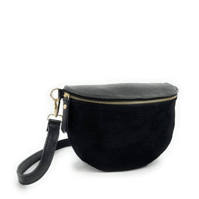 Sac Banane Femme Bi Matiere Daim Cotele Noir et Cuir Irise Noir Porte Ceinture et Poitrine Ideal Sport et Voyage Matera Noir Cdiscount Bagagerie Maroquinerie