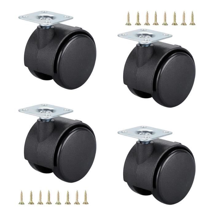 10 Roulettes Pivotantes Gonnely - Roulements à Bille Nylon - Pour Meubles, Chariots - Charge 66lbs Par Roue