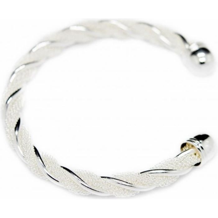 Bracelet jonc torsadé argent