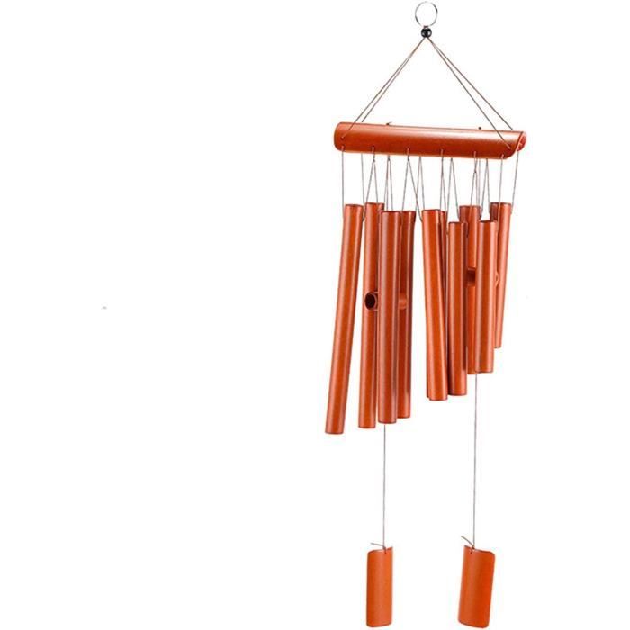 Carillon à Vent Bambou Style Oriental - 6 Tubes - Longueur 25cm - Décoration Jardin Zen - Fait Main
