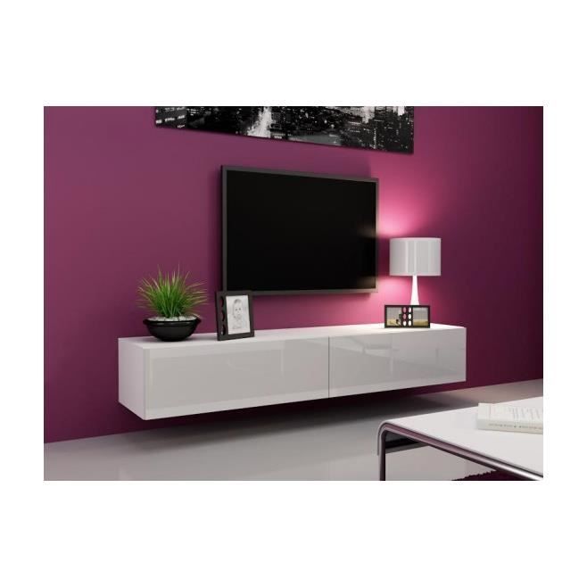 Meuble Tv Suspendu Blanc Laqué 160 Cm Meuble Tv Design Laque Blanc Varsovie Blanc 160 Achat Vente Meuble Tv Meuble Tv Design Laque Blan Cdiscount