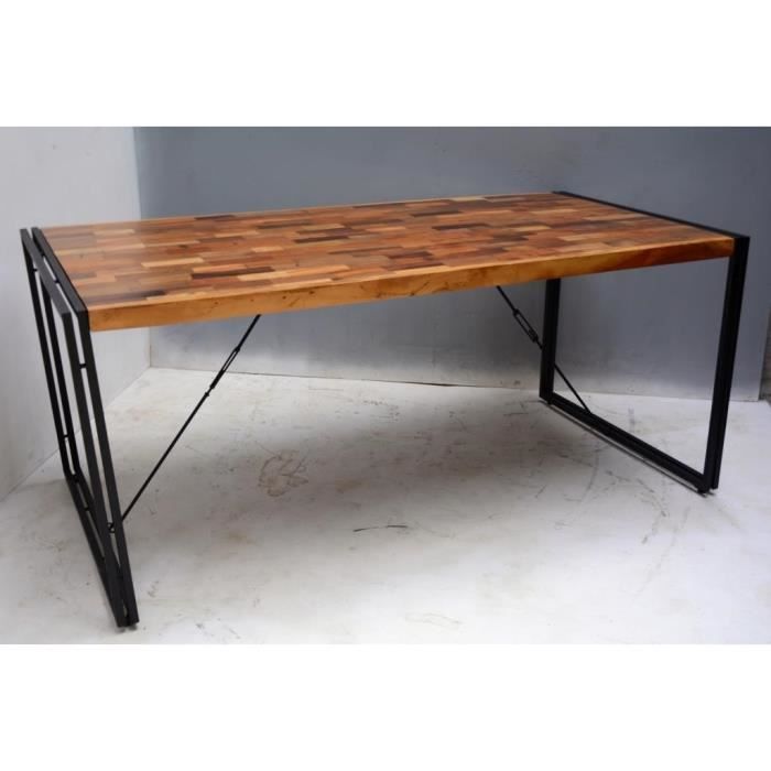 Table A Manger Style Industriel 200x90x76cm Plateau En Bois Massif Et Pieds Metalliques Achat Vente Table Basse Table A Manger Industrielle Cdiscount Marbre et métal • piètement en métal noir • dimensions : cdiscount com