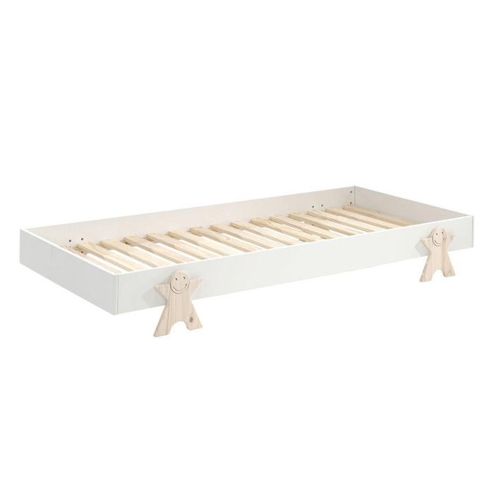 Lit enfant blanc avec bureau et rangements PINOCCHIO Blanc L 209 x P