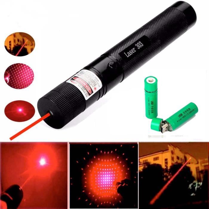 Top Laser 303 100mW pointeur Laser rouge longueur focale réglable et avec Star Filter Pattern avec 1400 mah 18650 batterie