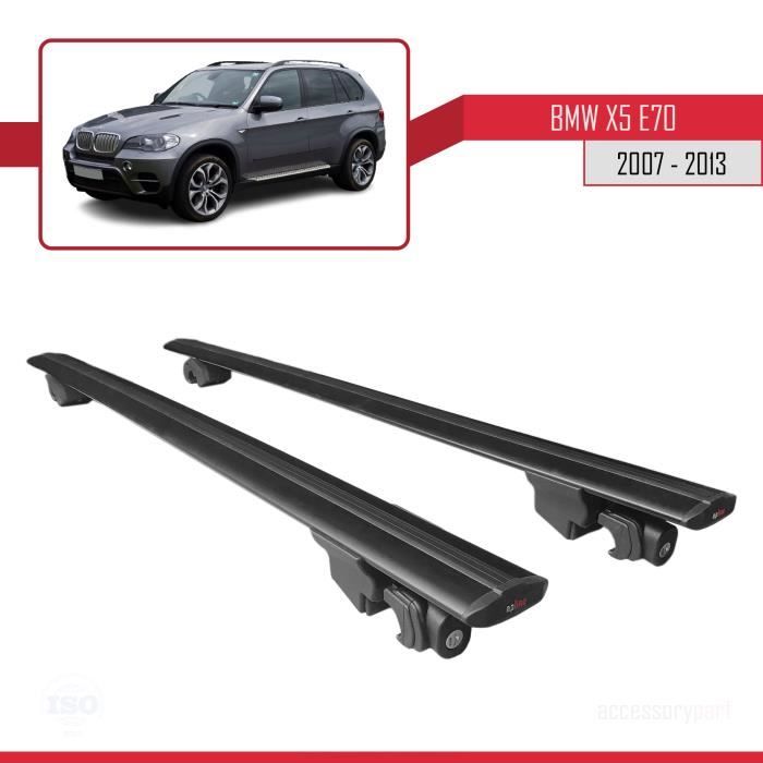 Compatible avec BMW X5 E70 2007-2013 HOOK Barres de Toit Railing Porte-Bagages de voiture Avec verrouillable Alu NOIR