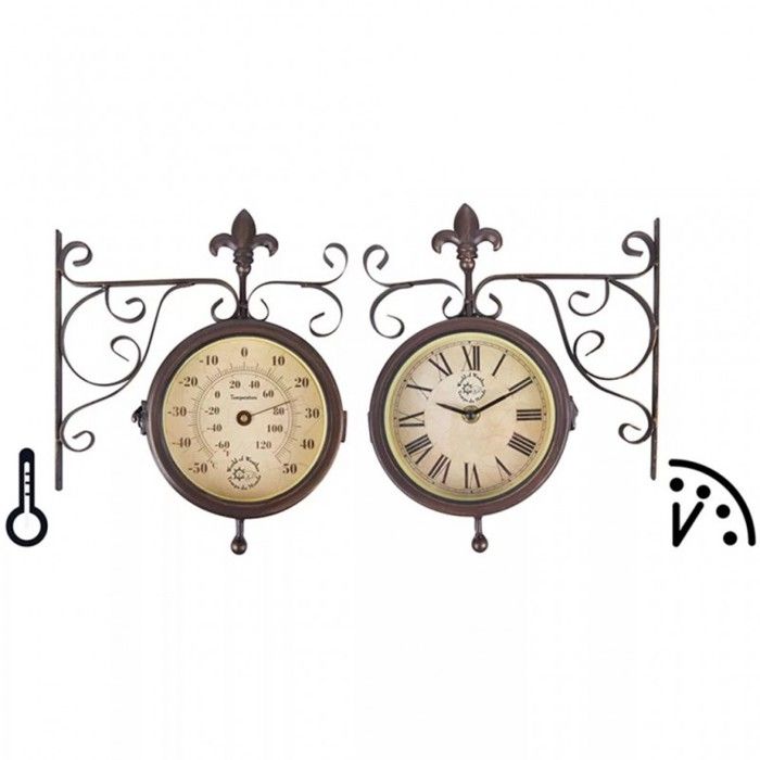 Esschert Design Horloge de station avec thermomètre TF005