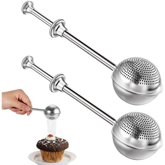 Lot De 2 Tamis à Farine En Acier Inoxydable - Passoires 40 Mailles 15cm Et 20cm Avec Cuillère