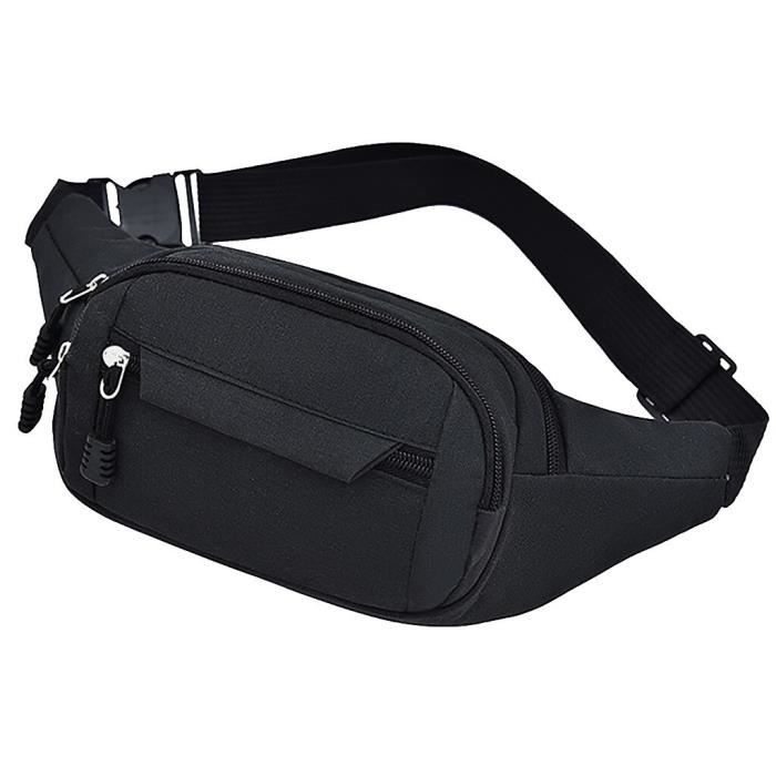Sac Banane Femme Homme Sac Banane WisePoint - Tissu Oxford - Sangle Réglable 55-88cm - Multi-Poches Zippées - Sport/Randonnée - Blanc Sacoche Sport