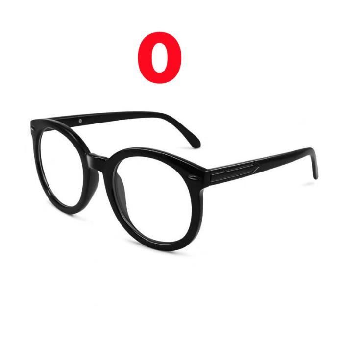 NOIR 0 Lunettes de myopie monture ronde vintage pour hommes et femmes Grandes lunettes noires unisexes