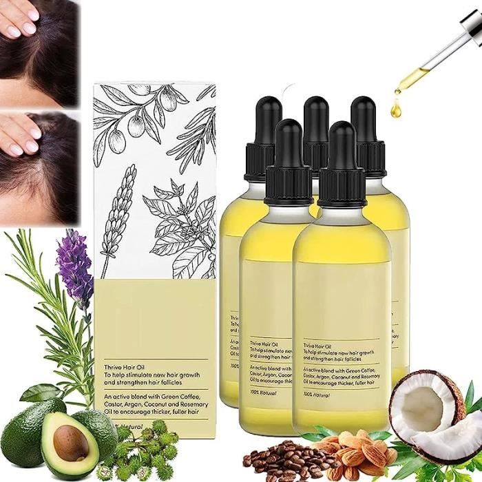 5 bottles Hair Growth Oil Veganic Organic Hair Growth Oil Rosemary Oil for Hair Growth Organic 60mlTraitement Capillaire
