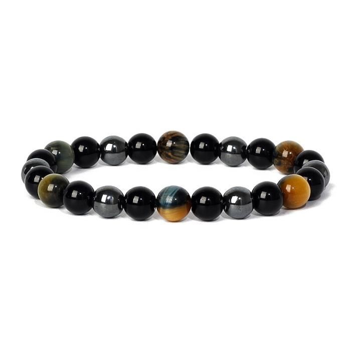BRACELET Personalsé, En Perre De Gemmes ONYX Nor Et OBSDENNE Et
