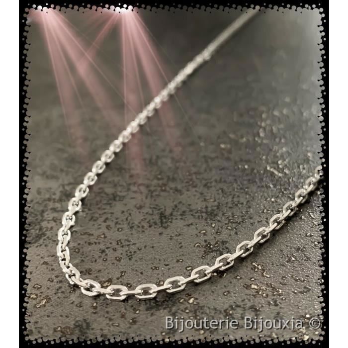 Chaîne de cou - BIJOUXIA - Maille Forçat - Argent massif 925/1000 - Longueur 55 cm - Largeur 280 mm