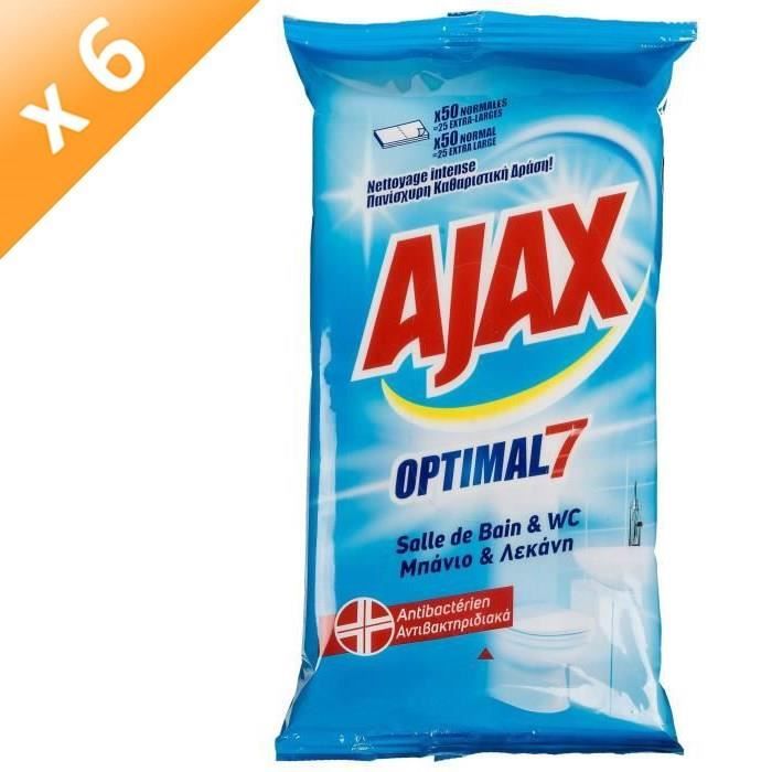 Ajax Optimal 7 Lingette Nettoyant pour Salle de Bain 50 Pièces Lot de 2