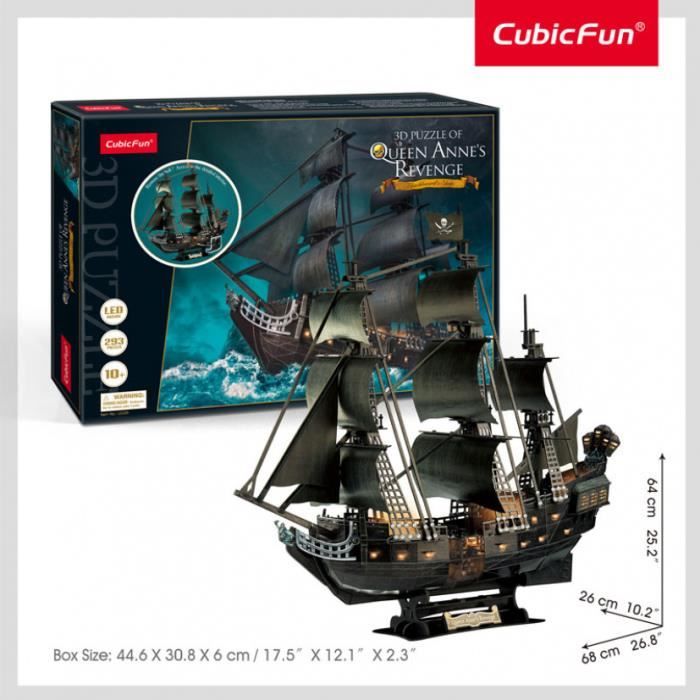 3D Puzzle - CUBICFUN - Queen Annes Revenge - 293 pièces - Noir - LED