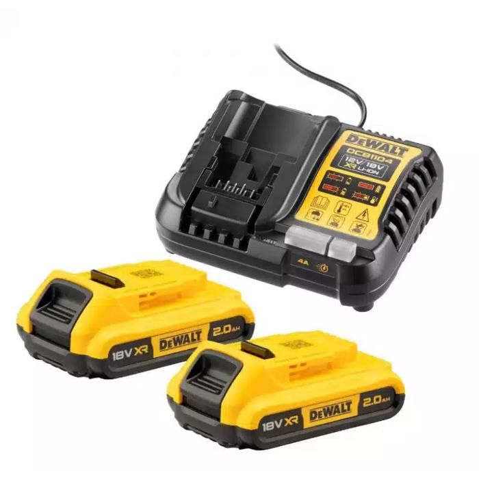 Pack énergie DEWALT XR 2 batteries 18V 2.0Ah + Chargeur universel 12V18V DCB1104D2 QW - vue 2