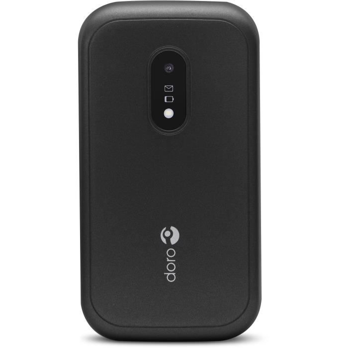 DORO 6040 - Téléphone mobile à clapet pour senior - Large afficheur - Touche d'assistance avec géolocalisation GPS - Noir