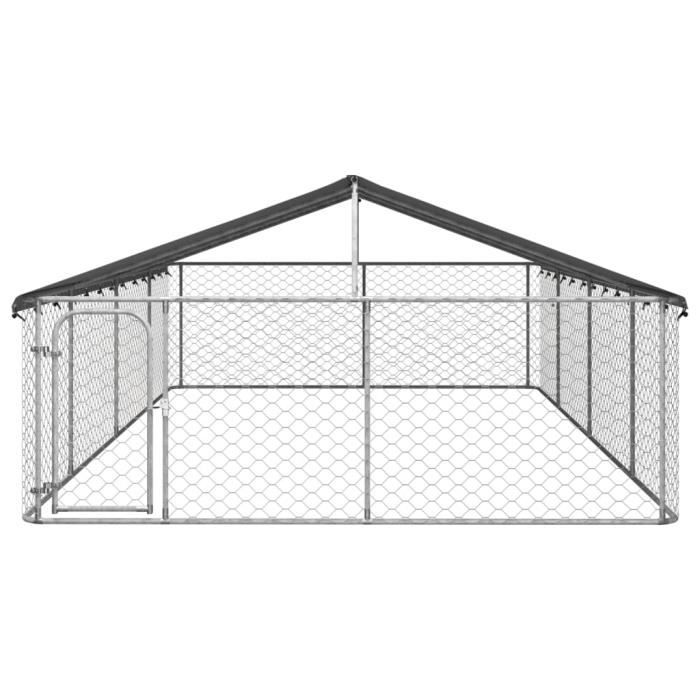 Chenil dextérieur - yanjiibuy - 600x300x150 cm - Acier galvanisé - Toit résistant - Grand espace pour chiens